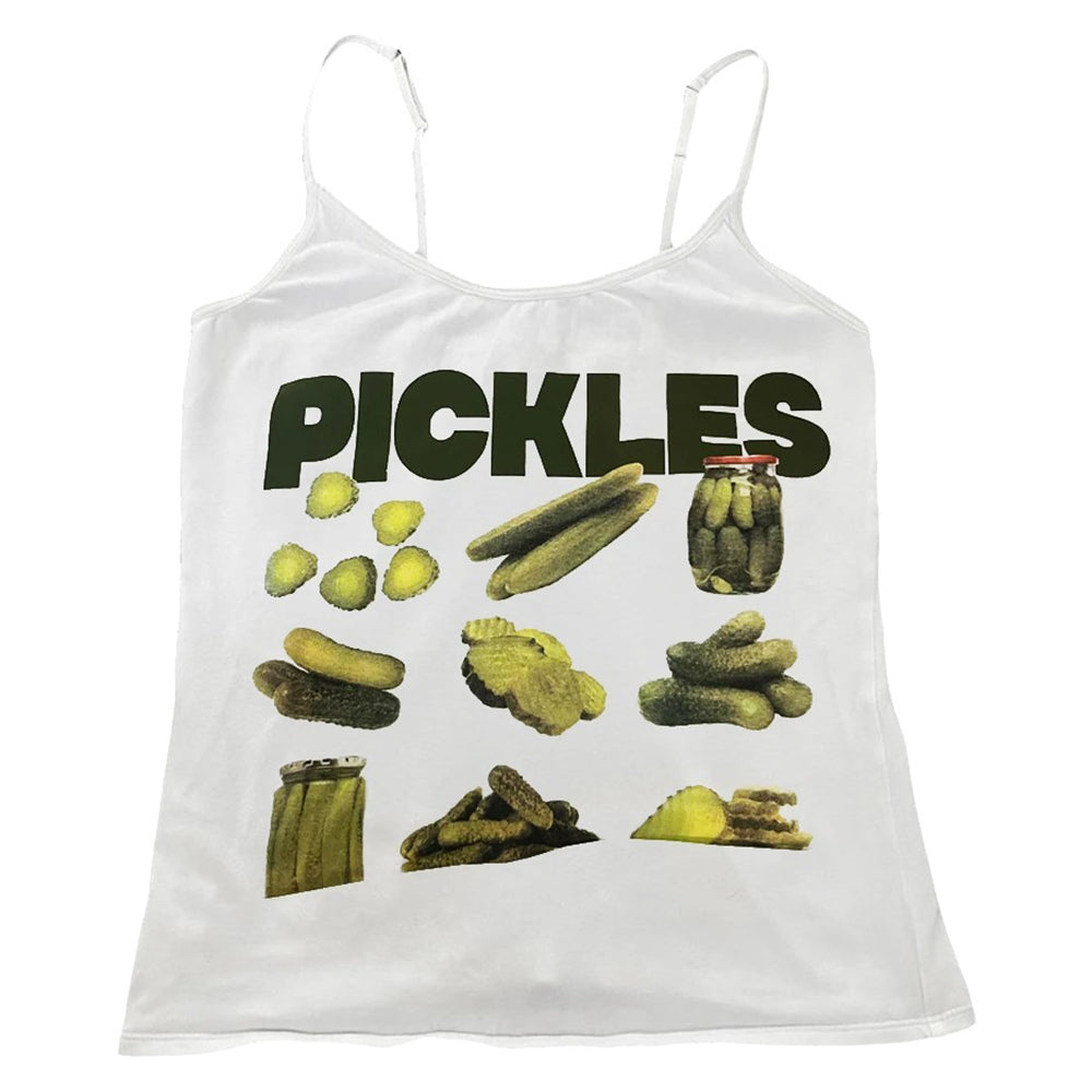 VILZSTUDIOS Casual spaghetti strap tank top with pickle print