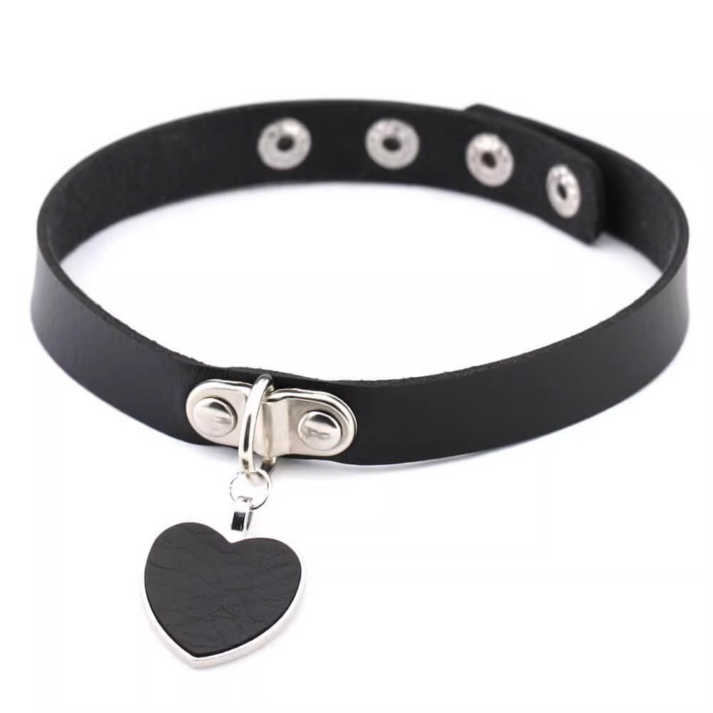 VILZSTUDIOS Stylish leather choker necklace with adjustable buckles