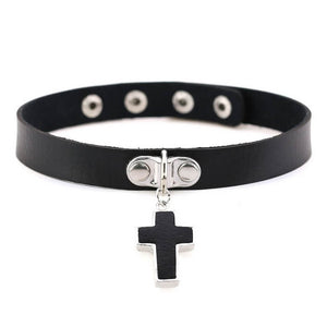 VILZSTUDIOS Stylish leather choker necklace with adjustable buckles