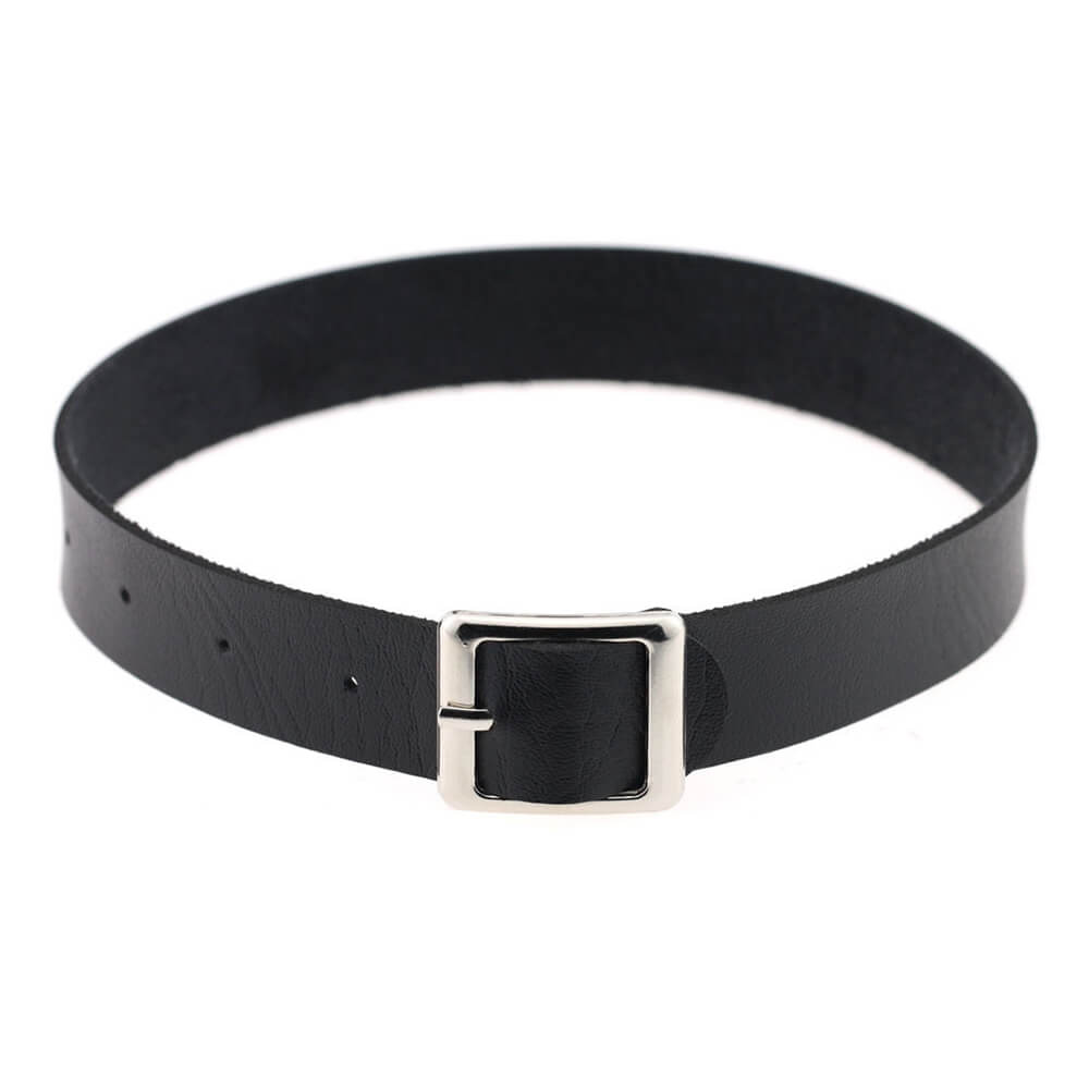 VILZSTUDIOS Stylish leather choker necklace with adjustable buckles