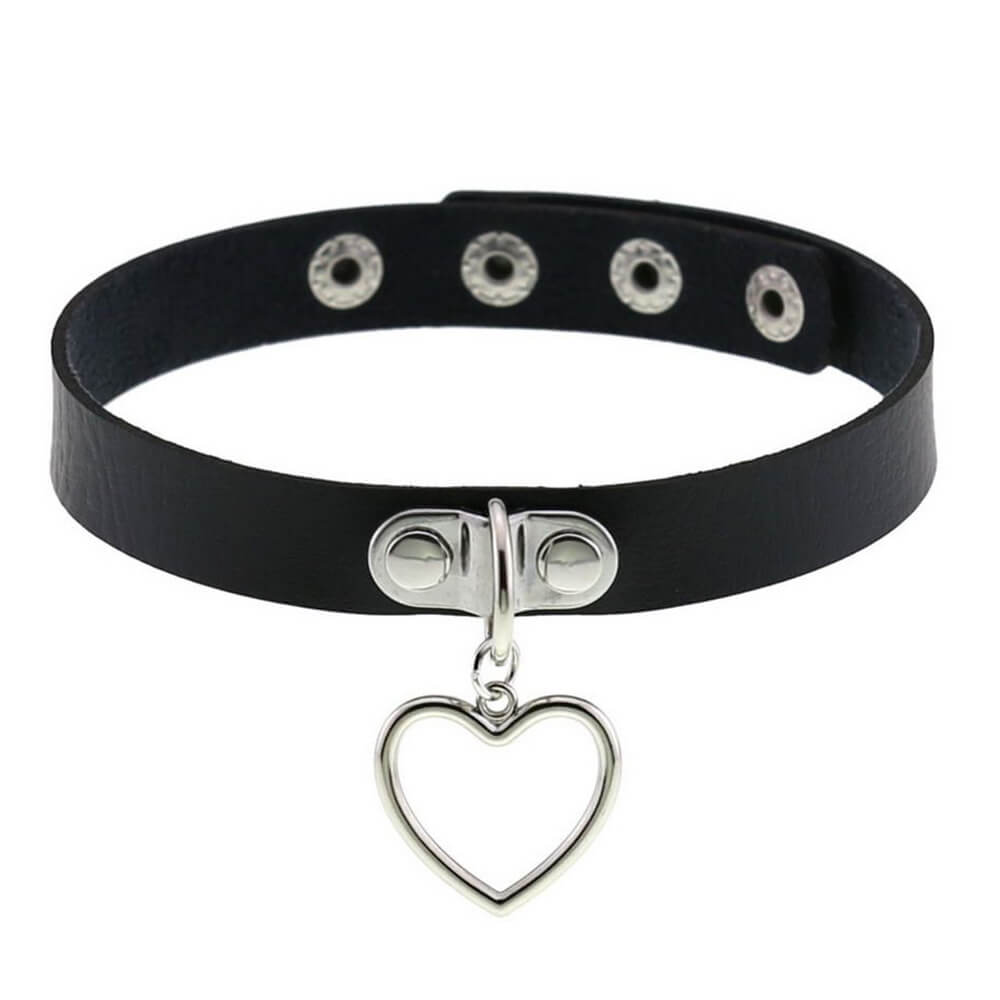 VILZSTUDIOS Stylish leather choker necklace with adjustable buckles