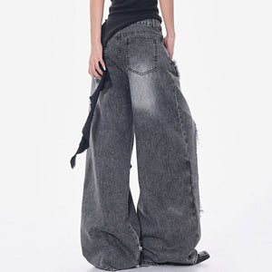 VILZSTUDIOS Wide-leg jeans with cut-out panels and frayed seams