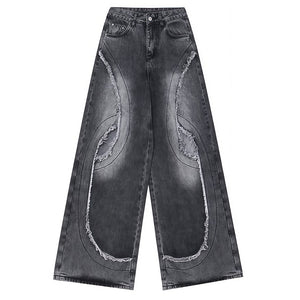 VILZSTUDIOS Wide-leg jeans with cut-out panels and frayed seams