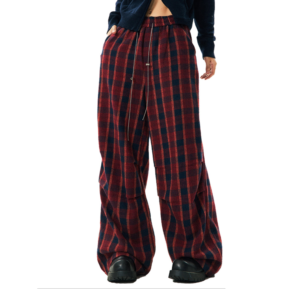 VILZSTUDIOS Rebel plaid wide-leg pants for streetwear fashion