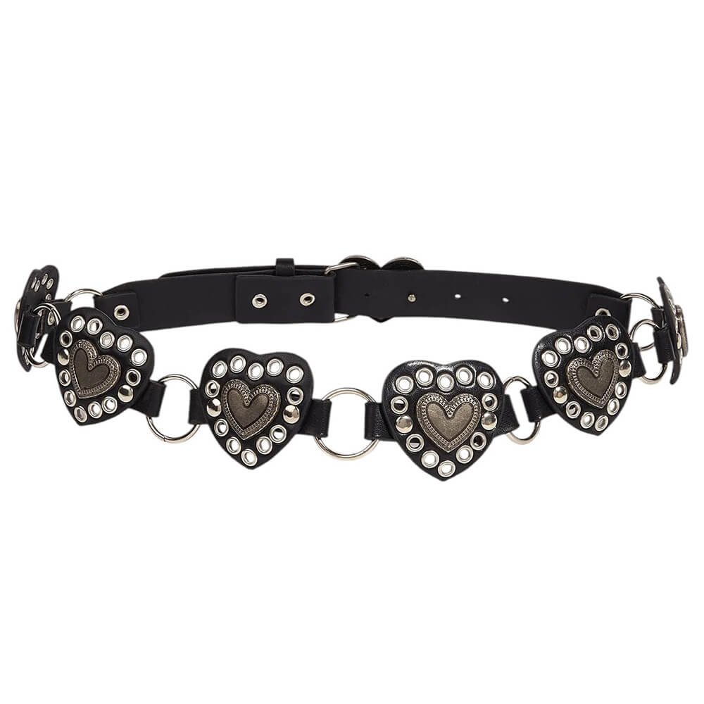 VILZSTUDIOS edgy faux leather belt with metal accents