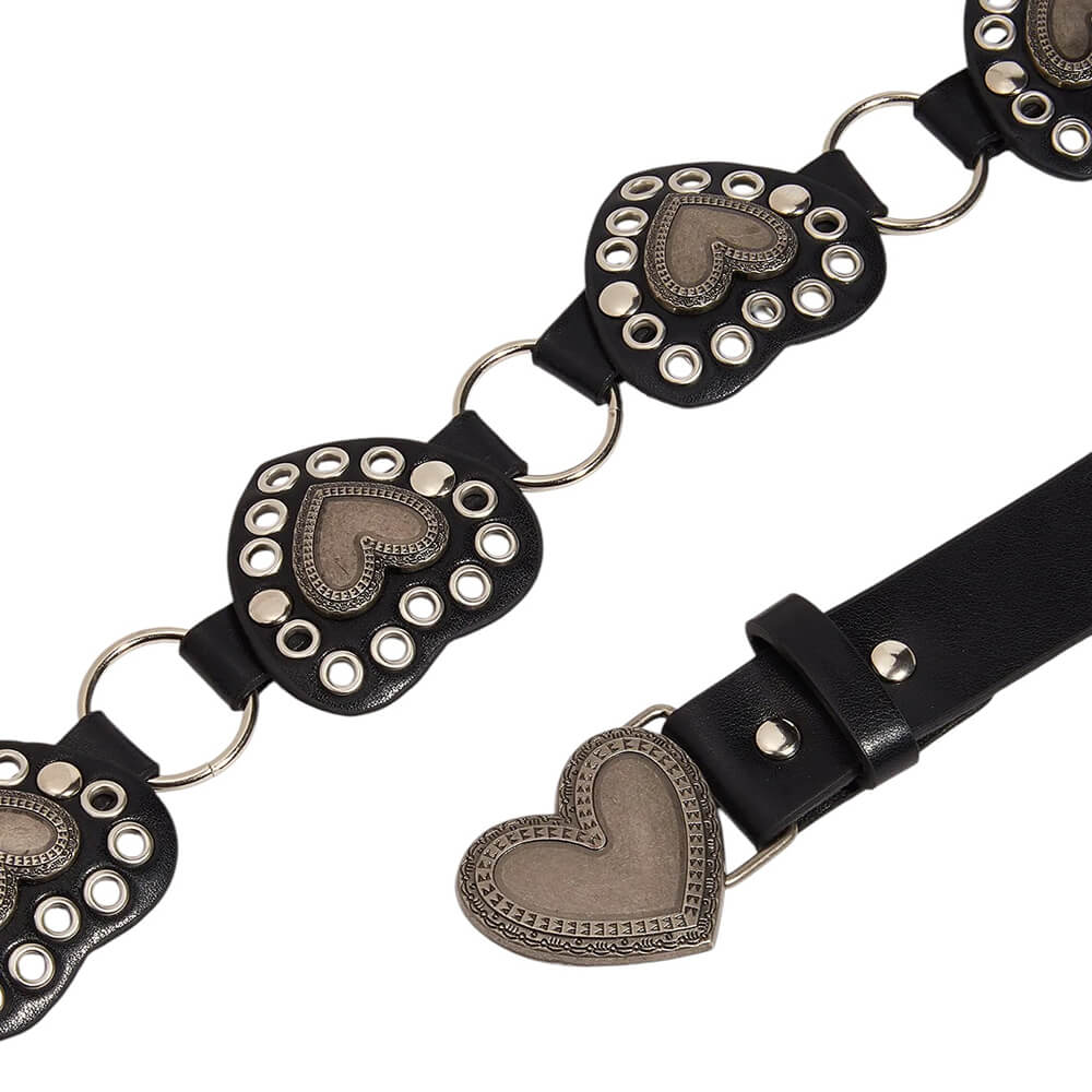 VILZSTUDIOS edgy faux leather belt with metal accents