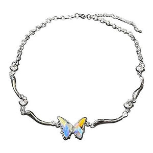 VILZSTUDIOS Reflective butterfly necklace with twisted silver-tone chain