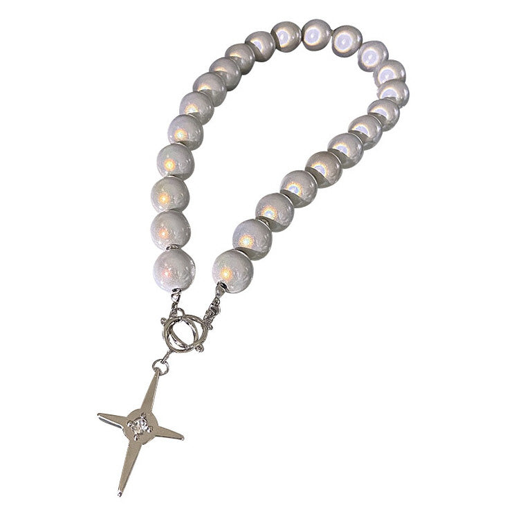 VILZSTUDIOS Reflective pearl choker necklace with rhinestones
