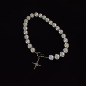 VILZSTUDIOS Reflective pearl choker necklace with rhinestones