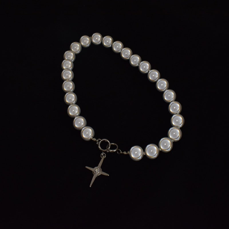 VILZSTUDIOS Reflective pearl choker necklace with rhinestones