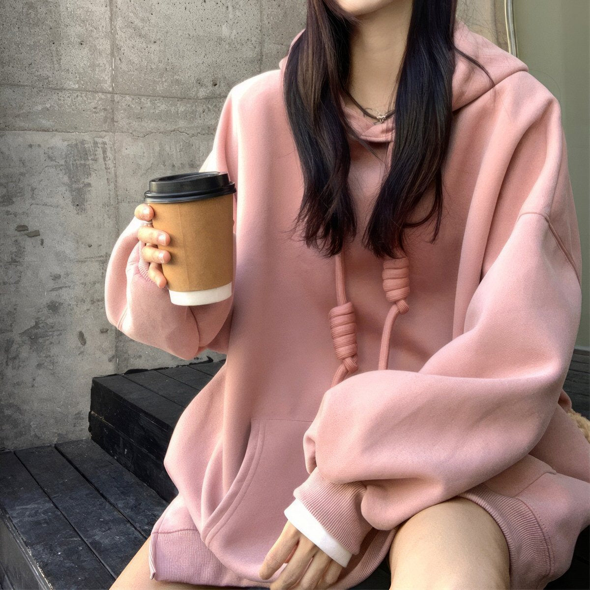 VILZSTUDIOS Relaxed hoodie with knotted drawstrings and kangaroo pocket
