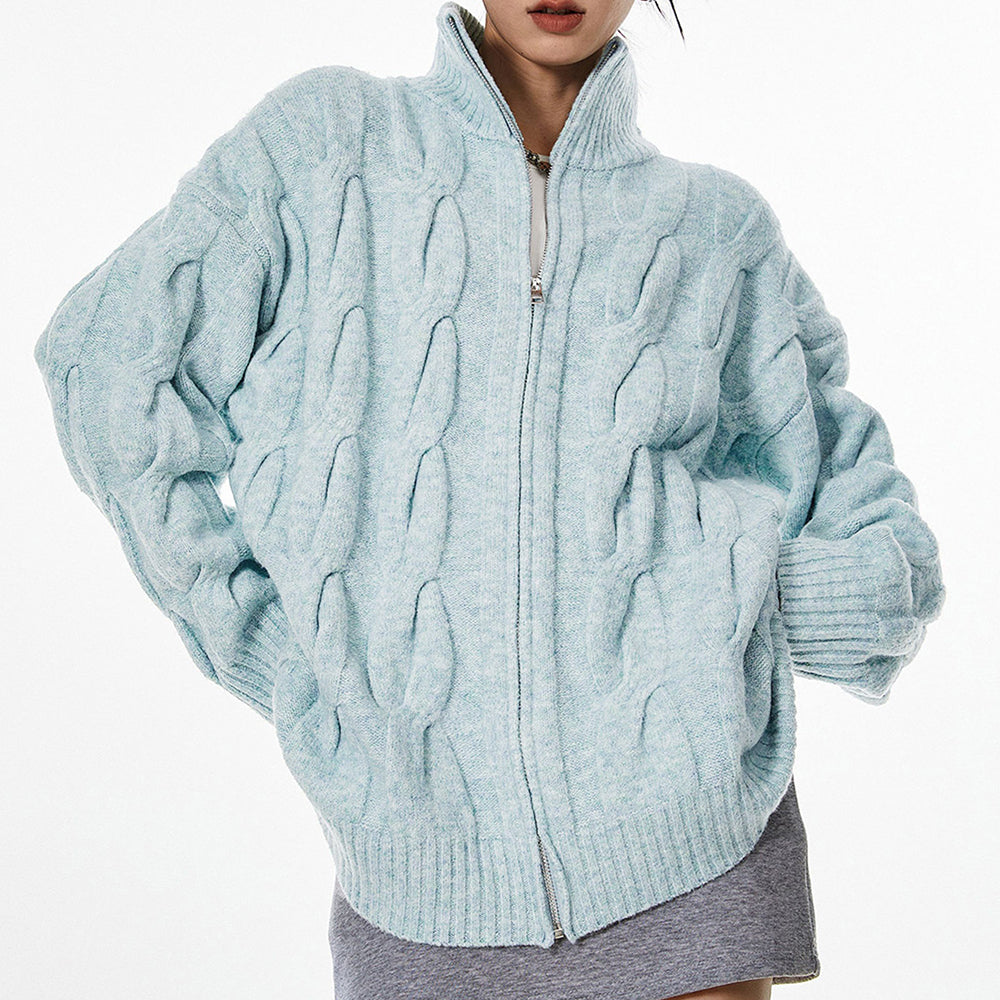 VILZSTUDIOS Retro cable knit zip-up jumper from VILZSTUDIOS