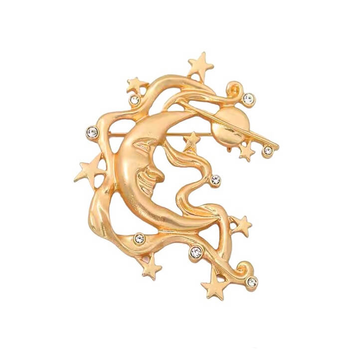 VILZSTUDIOS Retro moon and stars brooch for stylish accessories