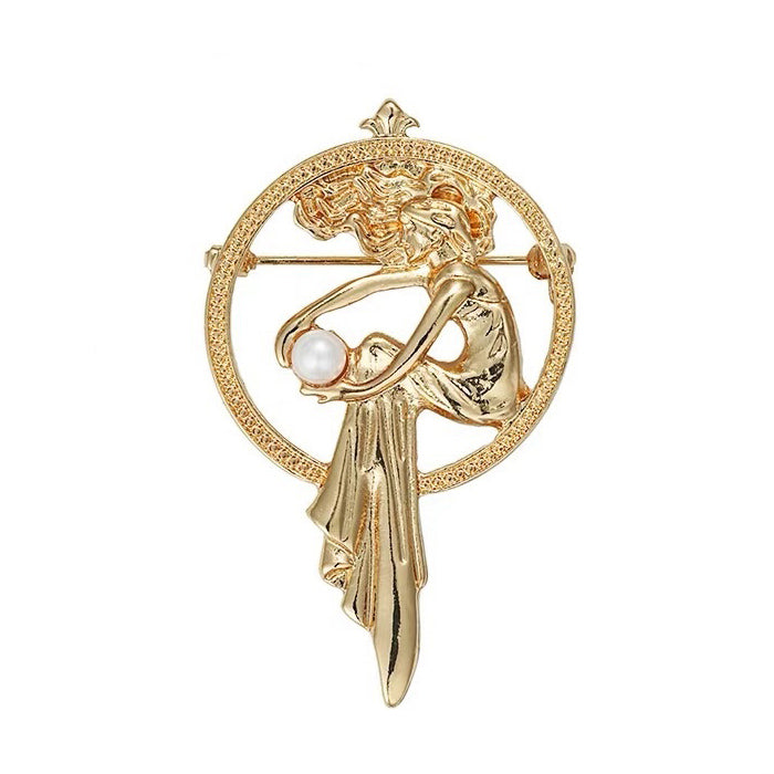 VILZSTUDIOS Elegant brooch featuring a girl design with a pearl