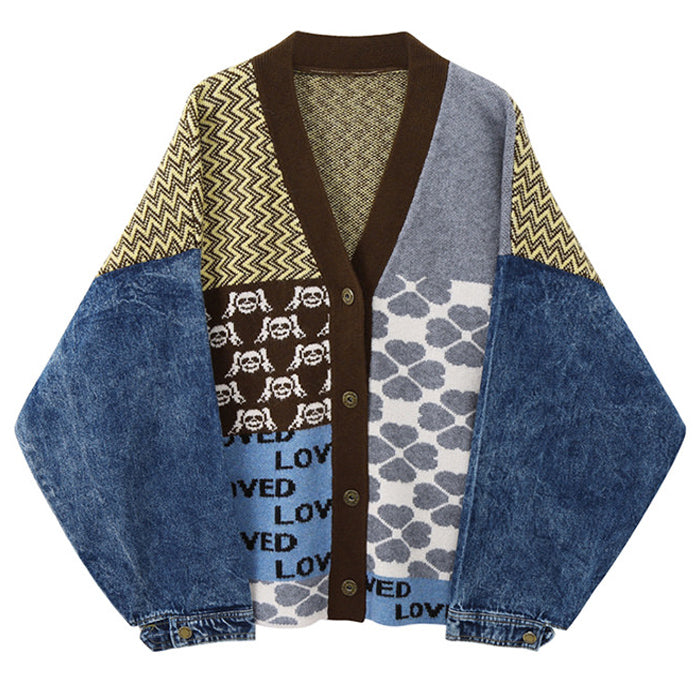 VILZSTUDIOS Retro denim oversized jacket for streetwear fashion