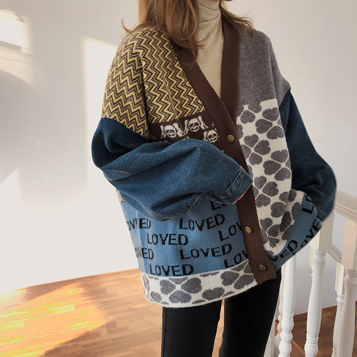 VILZSTUDIOS Retro denim oversized jacket for streetwear fashion