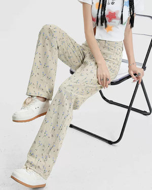 VILZSTUDIOS Floral aesthetic trousers for trendy fashion