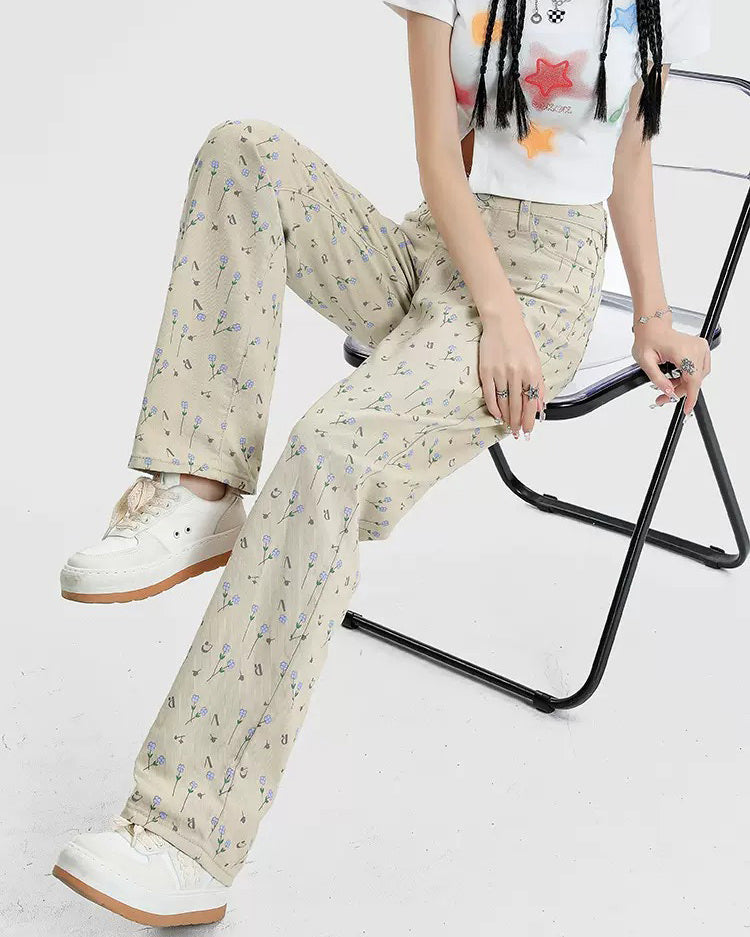VILZSTUDIOS Floral aesthetic trousers for trendy fashion