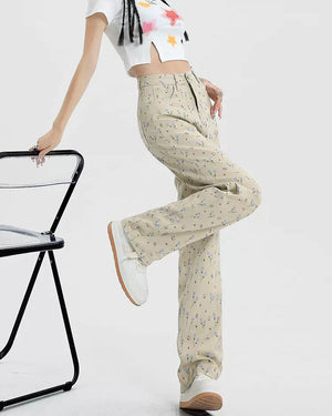 VILZSTUDIOS Floral aesthetic trousers for trendy fashion