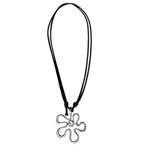 VILZSTUDIOS Stylish floral pendant necklace with a black cord