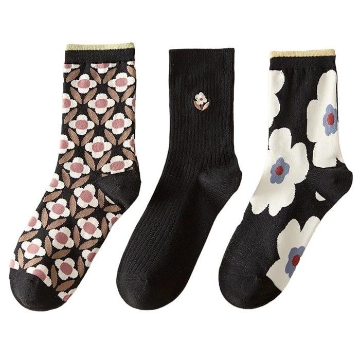 VILZSTUDIOS Stylish retro floral socks for streetwear fashion