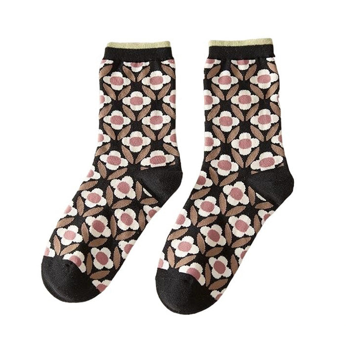 VILZSTUDIOS Stylish retro floral socks for streetwear fashion
