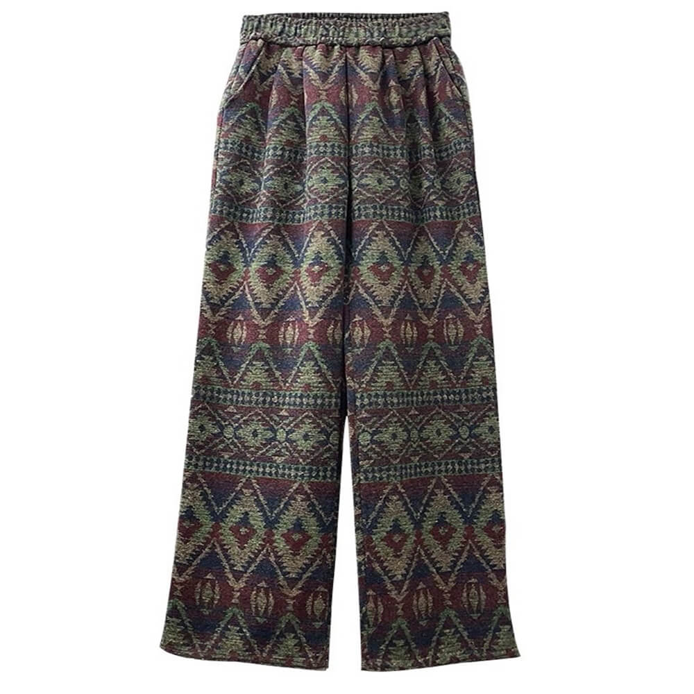 VILZSTUDIOS Retro patterned wide-leg pants for comfortable everyday wear