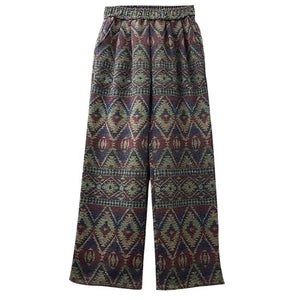 VILZSTUDIOS Retro patterned wide-leg pants for comfortable everyday wear