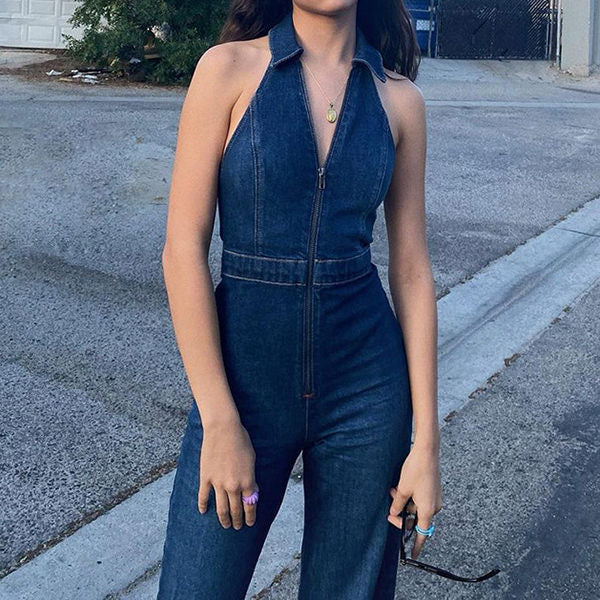 VILZSTUDIOS Retro denim jumpsuit for streetwear fashion