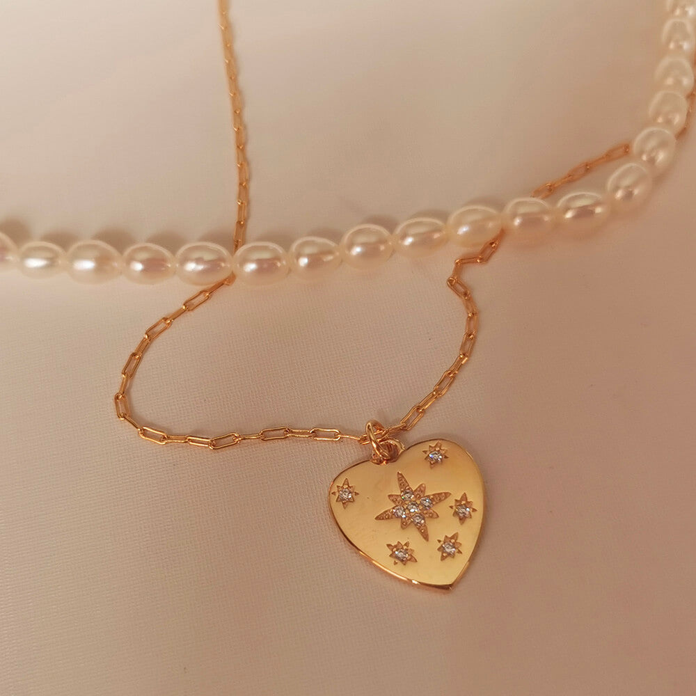 VILZSTUDIOS Heart coin pendant necklace in layered design