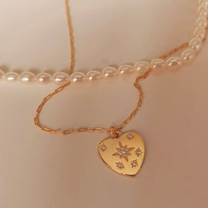 VILZSTUDIOS Heart coin pendant necklace in layered design
