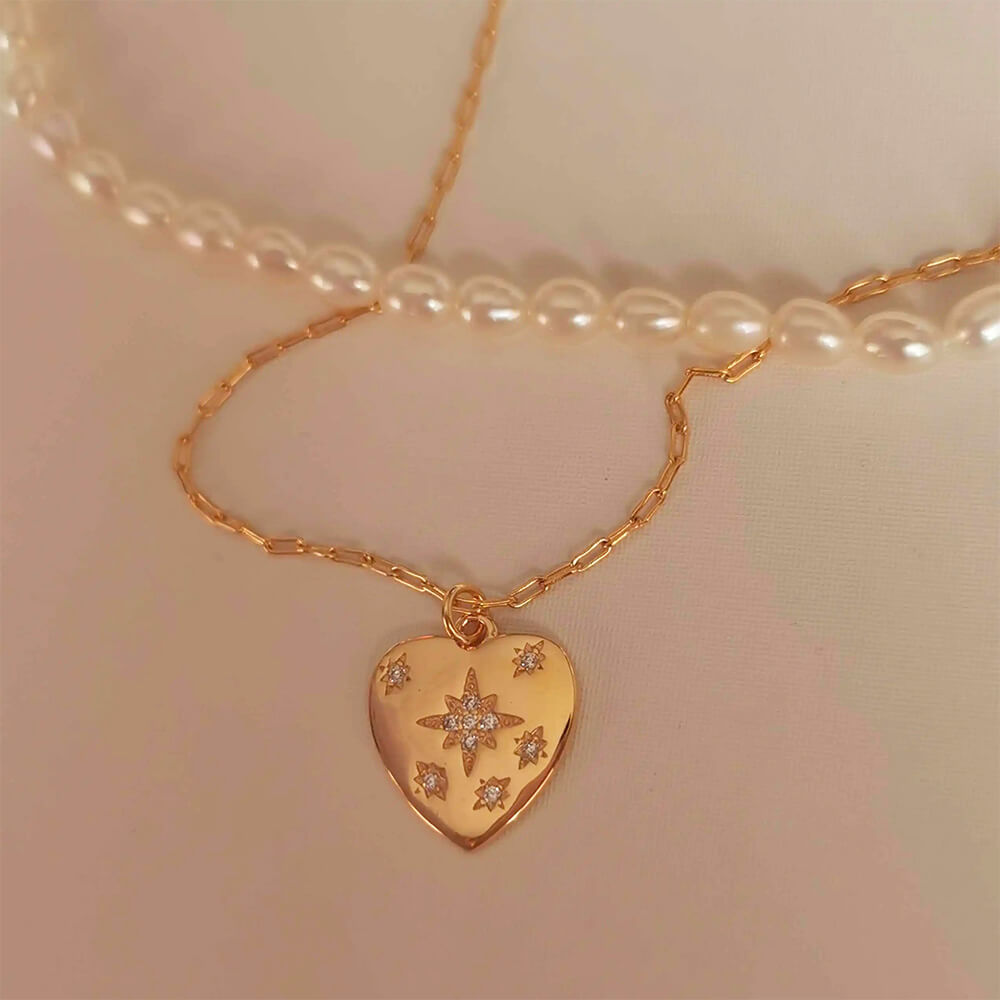 VILZSTUDIOS Heart coin pendant necklace in layered design