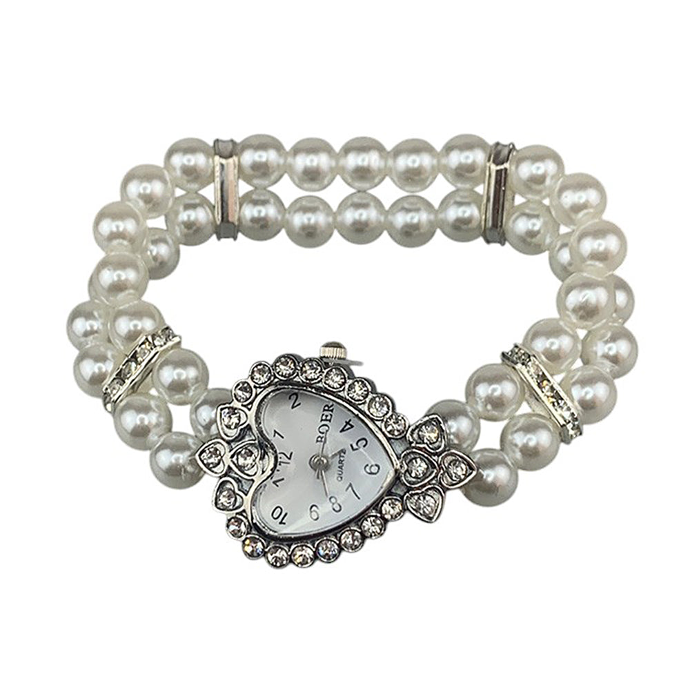 VILZSTUDIOS Stylish retro heart pearl watch bracelet