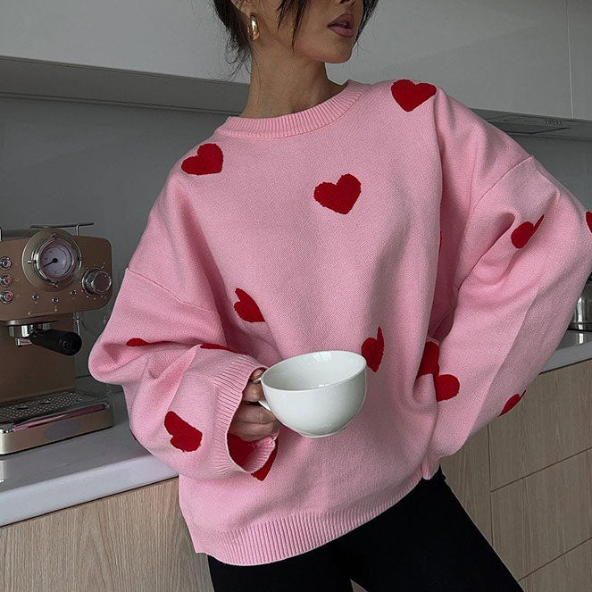 VILZSTUDIOS Retro heart print knit sweater from VILZSTUDIOS