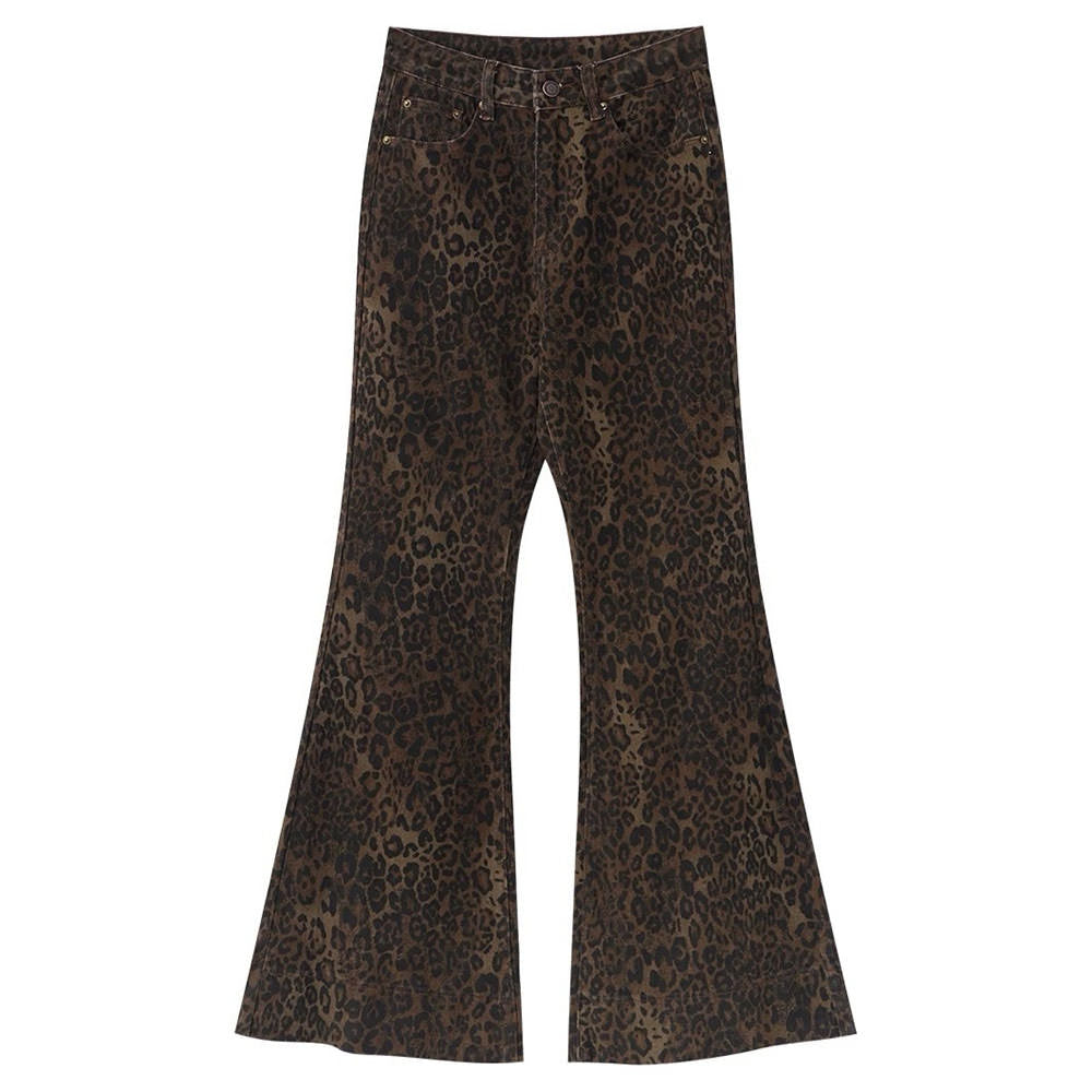 VILZSTUDIOS Flare jeans with leopard print design
