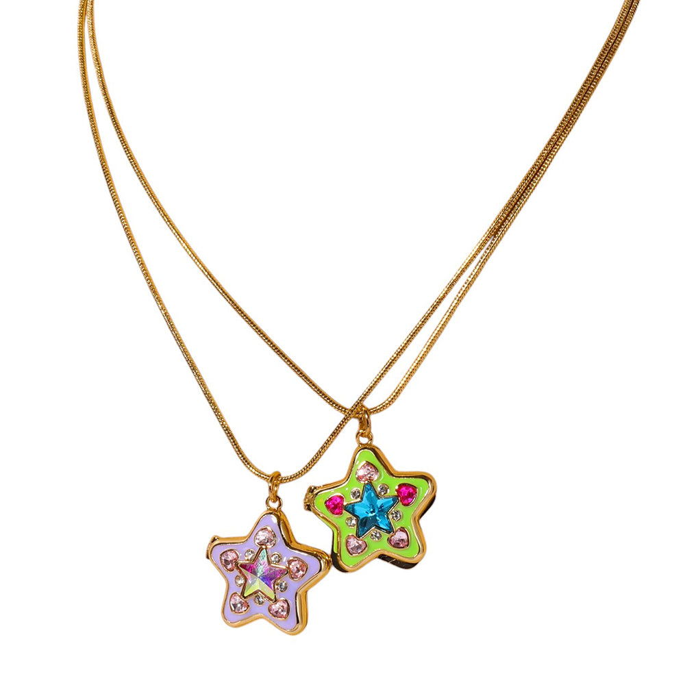 VILZSTUDIOS Stylish pendant necklace with colorful zircon stones