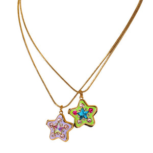 VILZSTUDIOS Stylish pendant necklace with colorful zircon stones