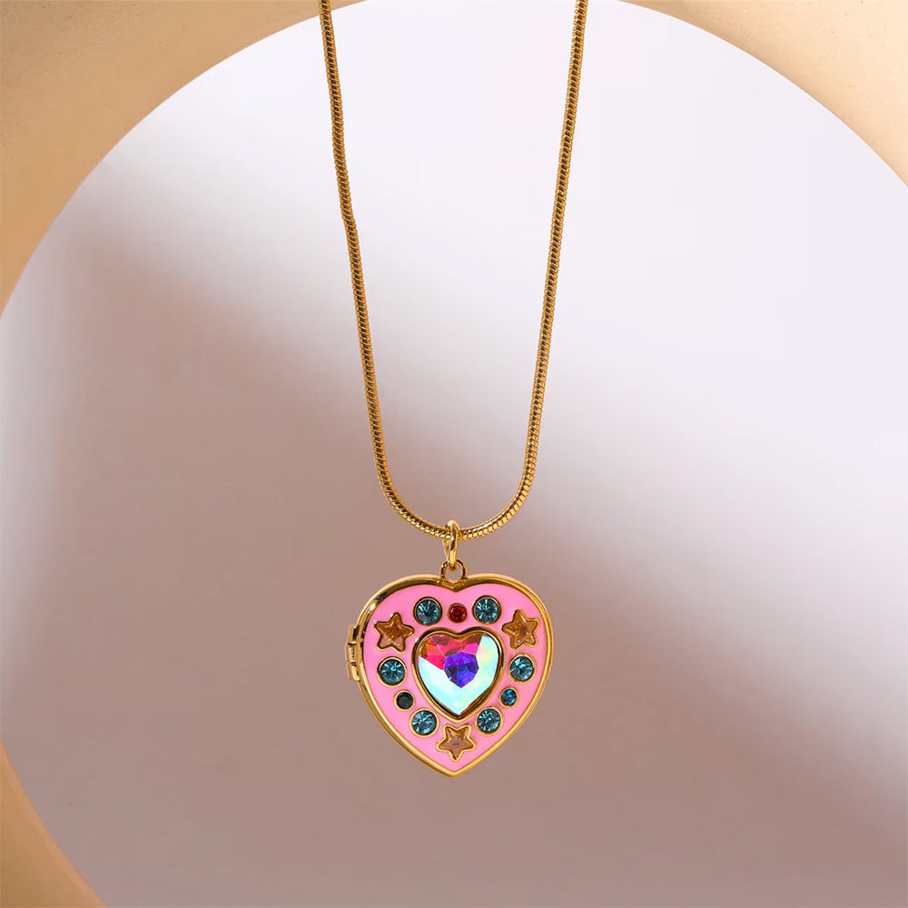 VILZSTUDIOS Stylish pendant necklace with colorful zircon stones