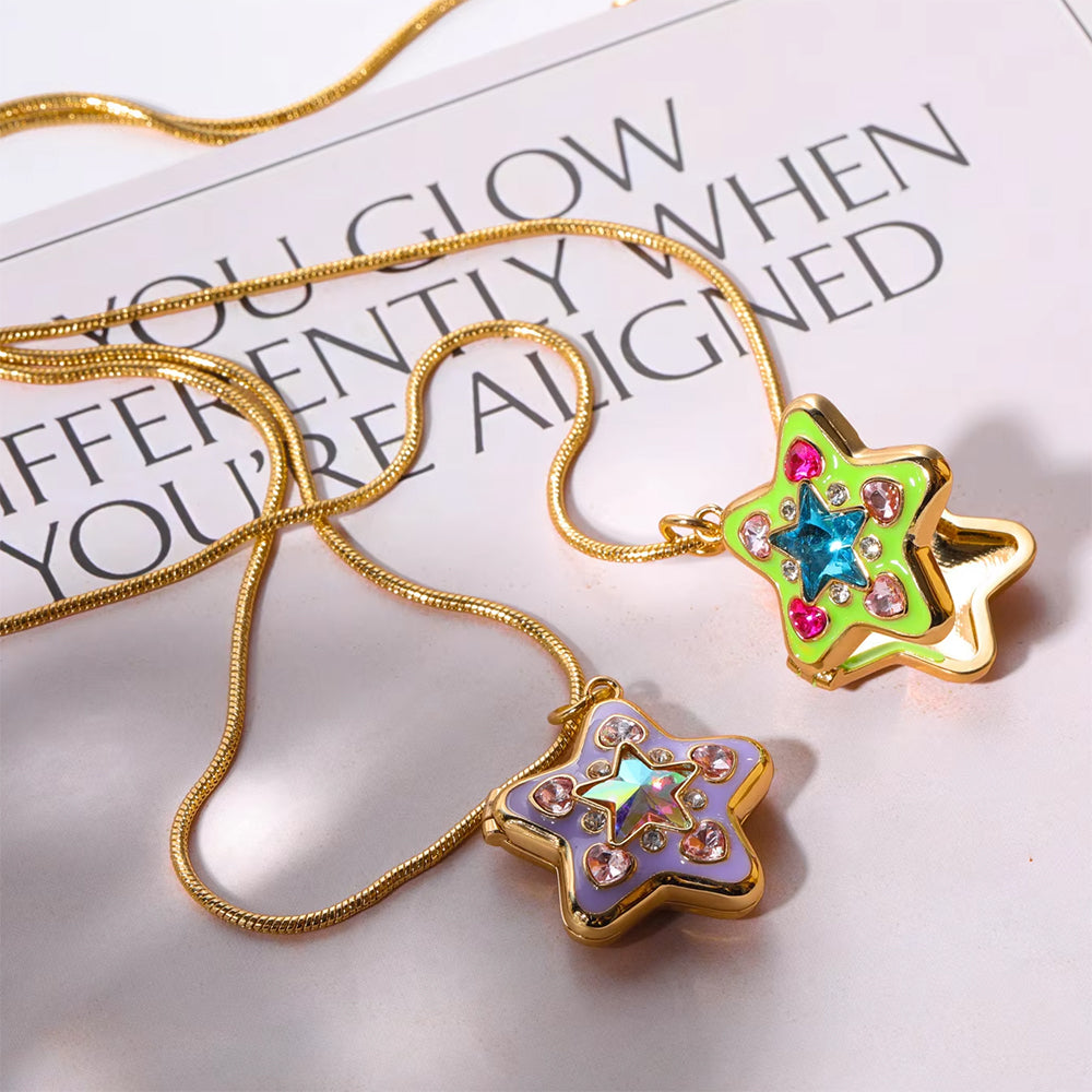 VILZSTUDIOS Stylish pendant necklace with colorful zircon stones