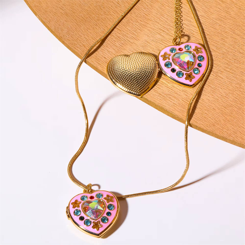 VILZSTUDIOS Stylish pendant necklace with colorful zircon stones