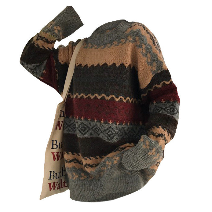 VILZSTUDIOS Stylish retro knit sweater for fashionable layering