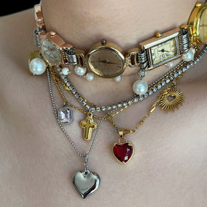 VILZSTUDIOS Layered necklace set with charms and pearls