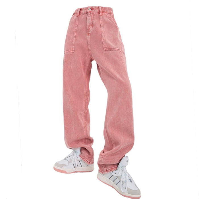 VILZSTUDIOS Stylish pink denim jeans for streetwear fashion