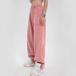 VILZSTUDIOS Stylish pink denim jeans for streetwear fashion