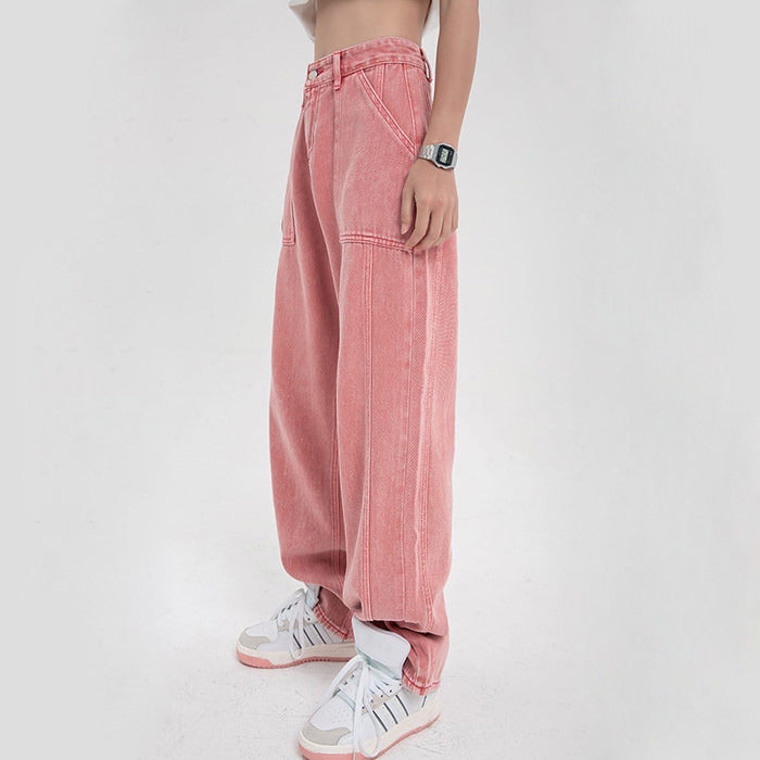 VILZSTUDIOS Stylish pink denim jeans for streetwear fashion