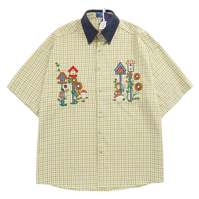 VILZSTUDIOS Retro plaid button-up shirt for streetwear fashion