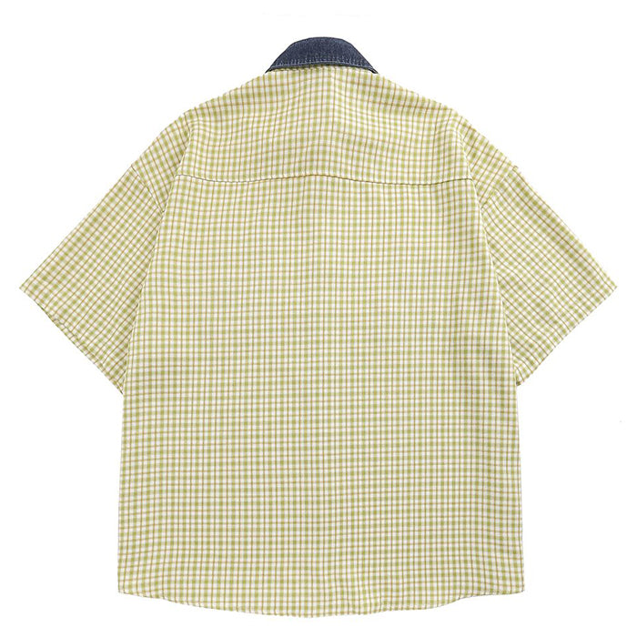 VILZSTUDIOS Retro plaid button-up shirt for streetwear fashion