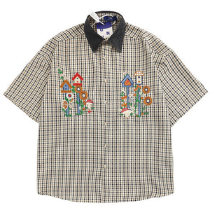 VILZSTUDIOS Retro plaid button-up shirt for streetwear fashion