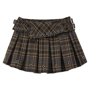 VILZSTUDIOS Stylish pleated mini skirt with plaid pattern