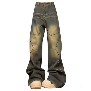 VILZSTUDIOS Retro star rivet denim jeans from VILZSTUDIOS